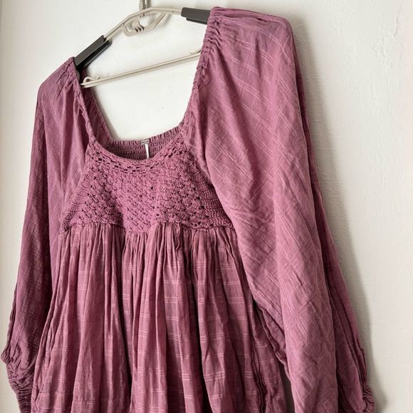 Free People Ari Mini Dress in Dried Current Size XS Boho Feminine Square Neck - Picture 3 of 12